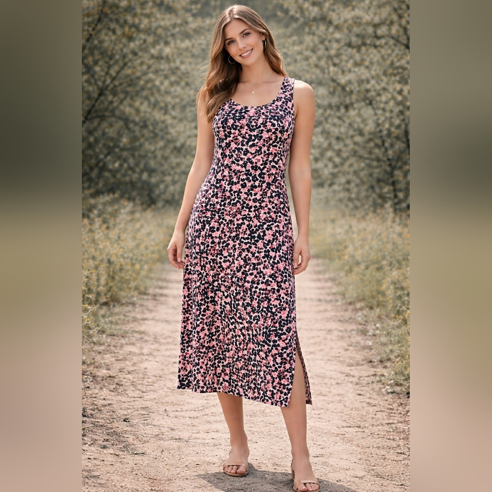 T by Talbots Travel Knit Dress Keyhole Back Comfy M
